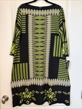 Forever 21 Black, Olive & Cream Geometric Tunic NWT 2XP